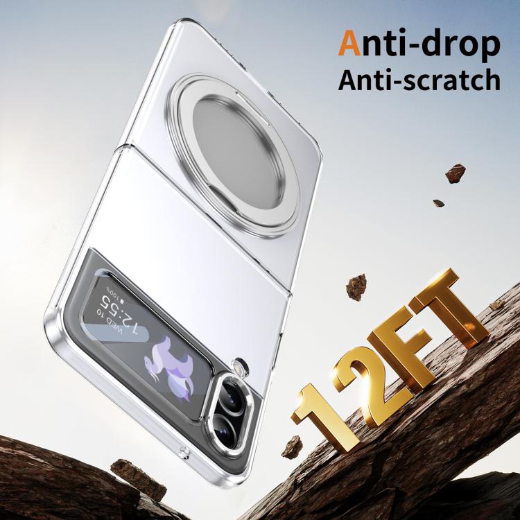 For Samsung Galaxy Z Flip3 5G Integrated Ice-feel High-transparency 360-Degree Rotating Stand MagSafe Folding Phone Case