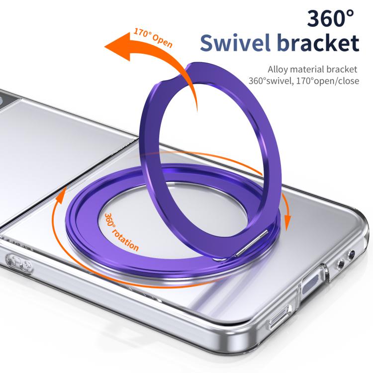 For Samsung Galaxy Z Flip3 5G Integrated Ice-feel High-transparency 360-Degree Rotating Stand MagSafe Folding Phone Case