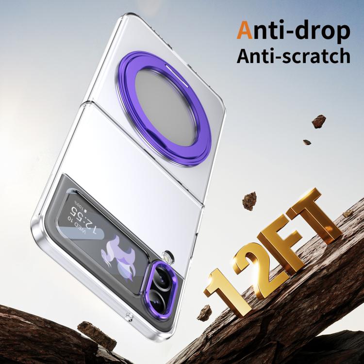 For Samsung Galaxy Z Flip3 5G Integrated Ice-feel High-transparency 360-Degree Rotating Stand MagSafe Folding Phone Case