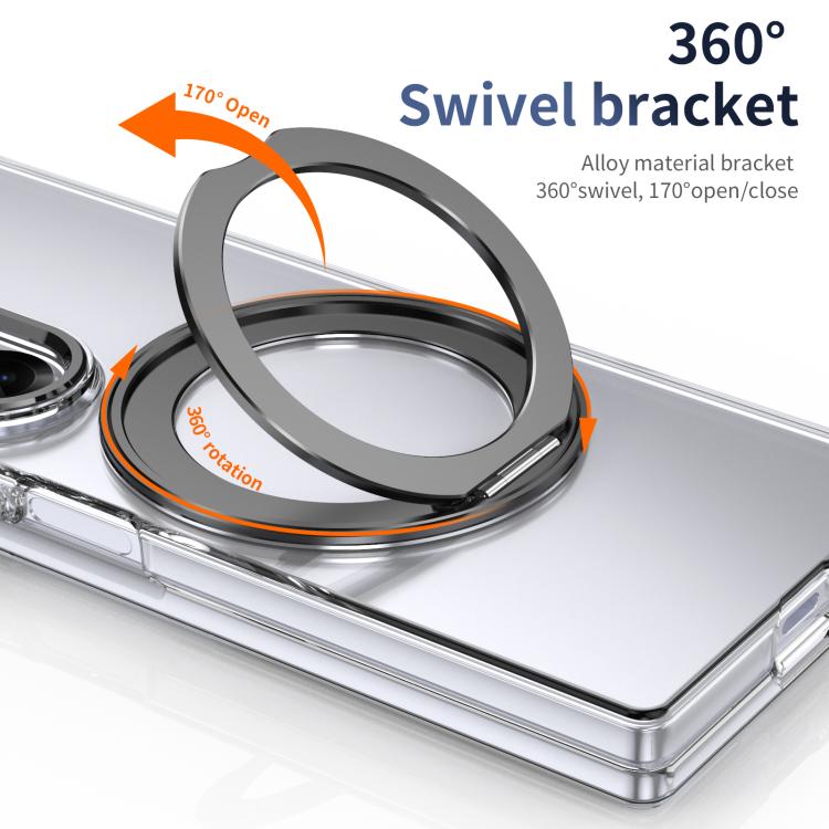 For Samsung Galaxy Z Fold6 5G Integrated Ice-feel High-transparency 360-Degree Rotating Stand MagSafe Folding Phone Case