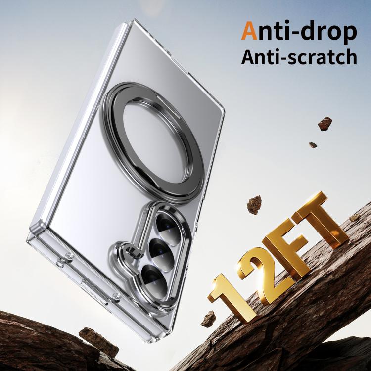 For Samsung Galaxy Z Fold6 5G Integrated Ice-feel High-transparency 360-Degree Rotating Stand MagSafe Folding Phone Case
