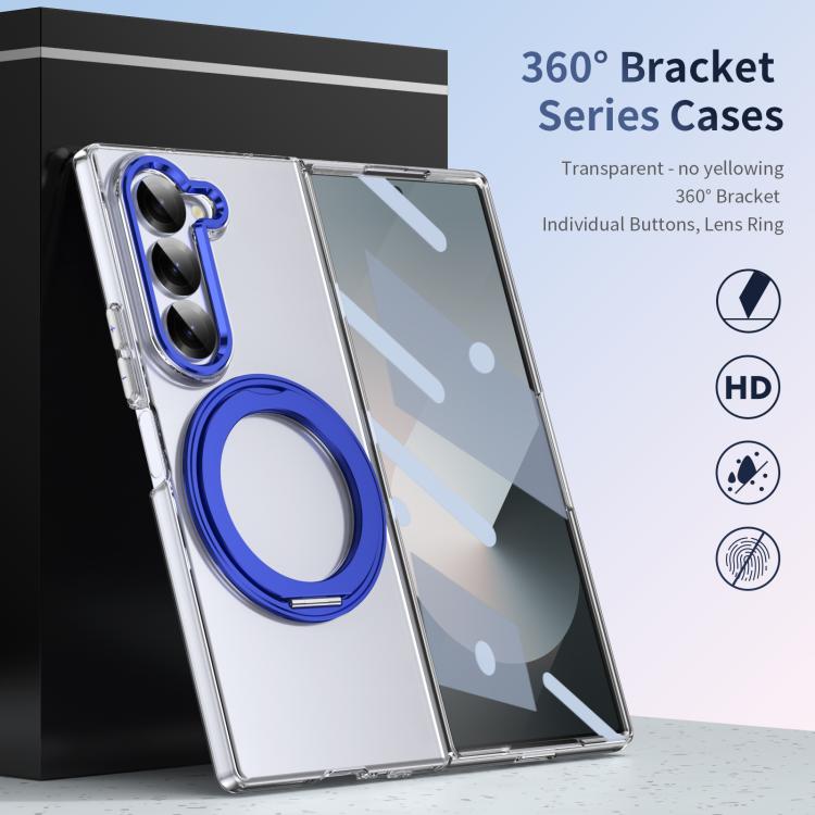 For Samsung Galaxy Z Fold6 5G Integrated Ice-feel High-transparency 360-Degree Rotating Stand MagSafe Folding Phone Case