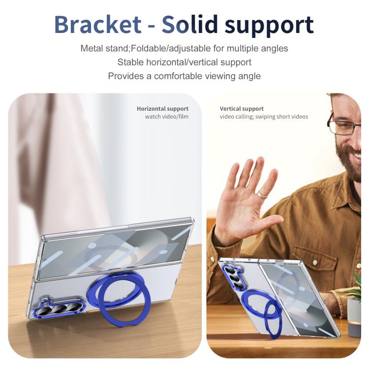 For Samsung Galaxy Z Fold6 5G Integrated Ice-feel High-transparency 360-Degree Rotating Stand MagSafe Folding Phone Case
