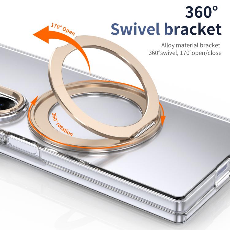 For Samsung Galaxy Z Fold6 5G Integrated Ice-feel High-transparency 360-Degree Rotating Stand MagSafe Folding Phone Case