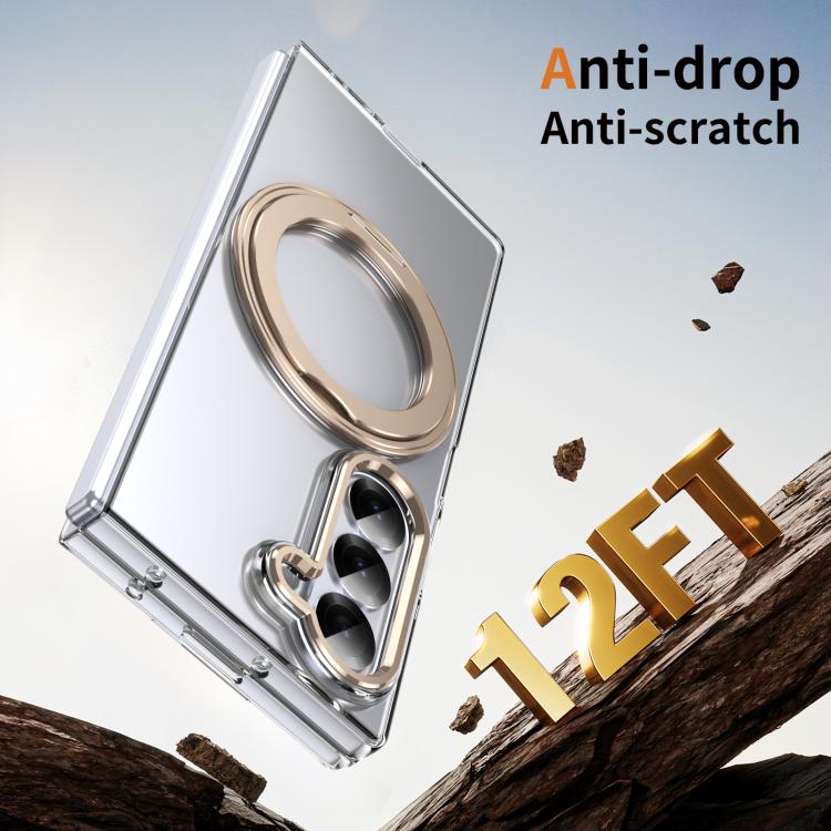 For Samsung Galaxy Z Fold6 5G Integrated Ice-feel High-transparency 360-Degree Rotating Stand MagSafe Folding Phone Case