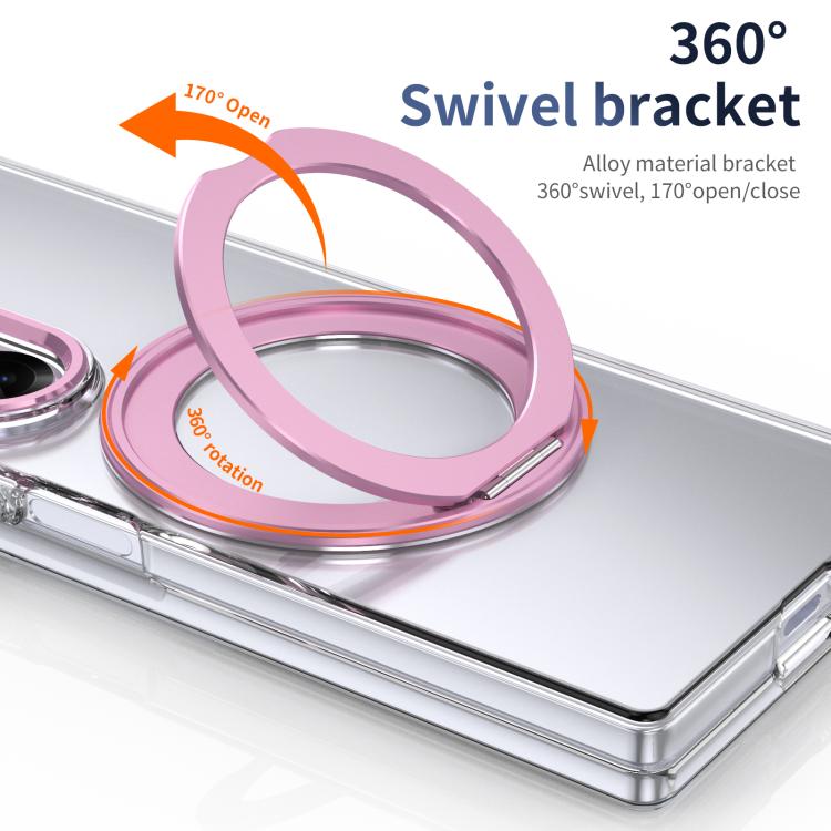For Samsung Galaxy Z Fold6 5G Integrated Ice-feel High-transparency 360-Degree Rotating Stand MagSafe Folding Phone Case