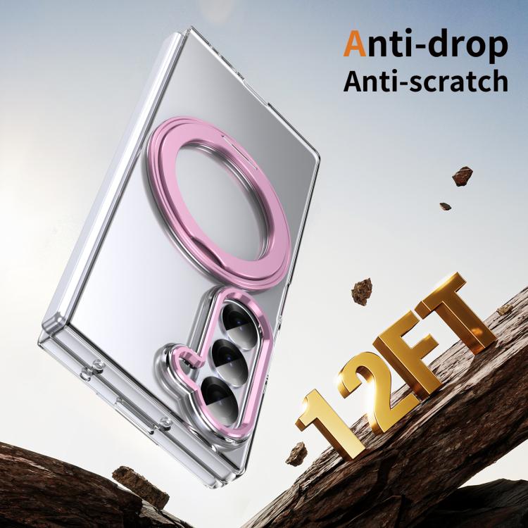 For Samsung Galaxy Z Fold6 5G Integrated Ice-feel High-transparency 360-Degree Rotating Stand MagSafe Folding Phone Case
