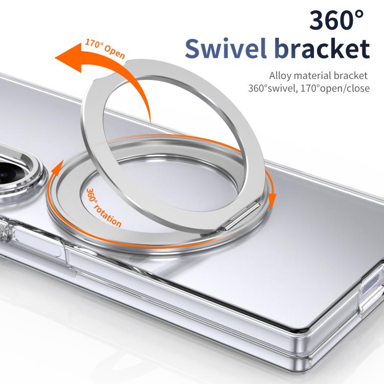 For Samsung Galaxy Z Fold6 5G Integrated Ice-feel High-transparency 360-Degree Rotating Stand MagSafe Folding Phone Case