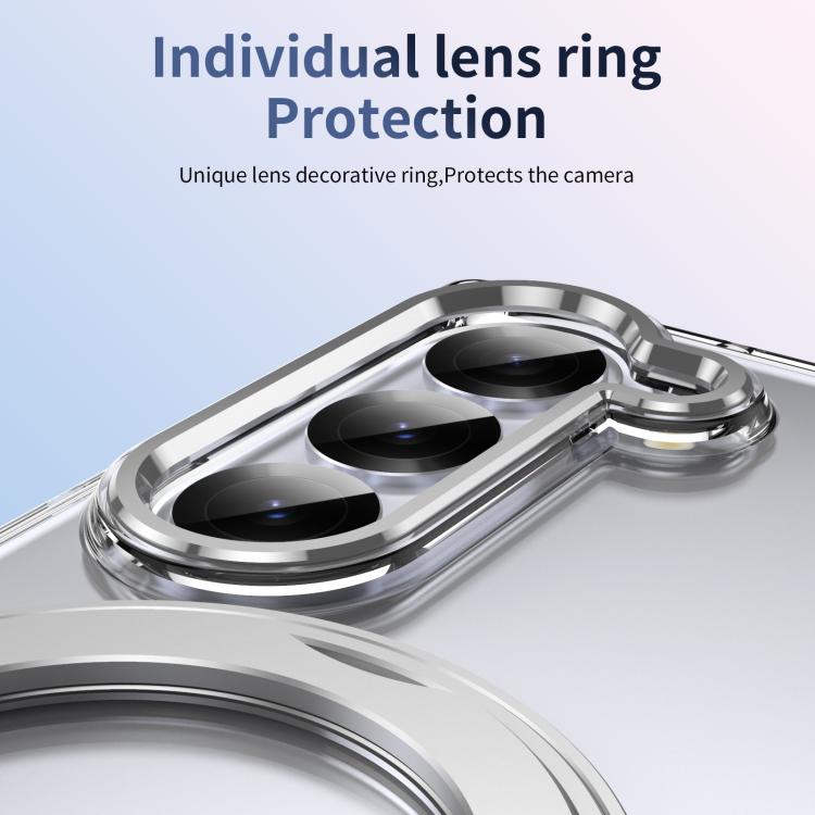 For Samsung Galaxy Z Fold6 5G Integrated Ice-feel High-transparency 360-Degree Rotating Stand MagSafe Folding Phone Case