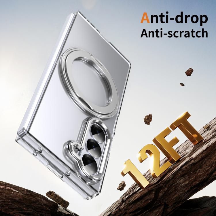 For Samsung Galaxy Z Fold6 5G Integrated Ice-feel High-transparency 360-Degree Rotating Stand MagSafe Folding Phone Case
