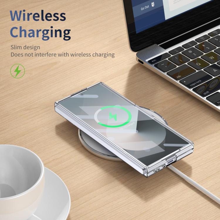 For Samsung Galaxy Z Fold6 5G Integrated Ice-feel High-transparency 360-Degree Rotating Stand MagSafe Folding Phone Case