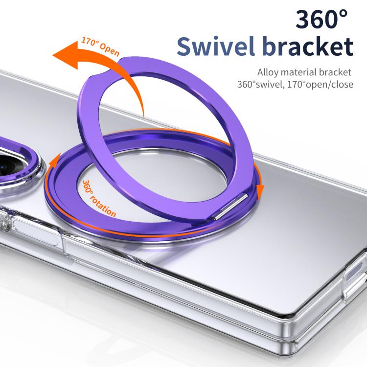 For Samsung Galaxy Z Fold6 5G Integrated Ice-feel High-transparency 360-Degree Rotating Stand MagSafe Folding Phone Case