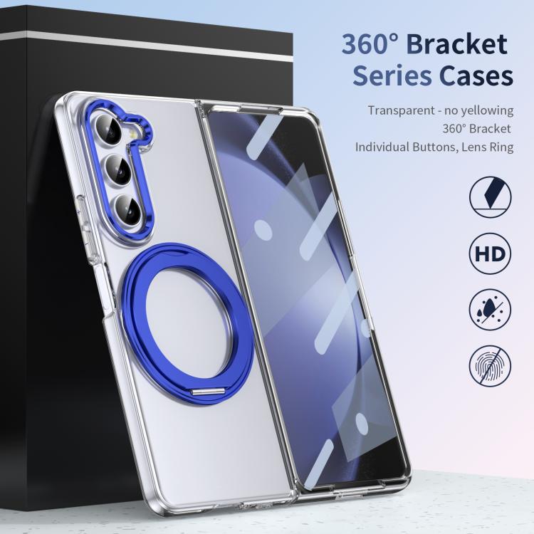 For Samsung Galaxy Z Fold5 5G Integrated Ice-feel High-transparency 360-Degree Rotating Stand MagSafe Folding Phone Case
