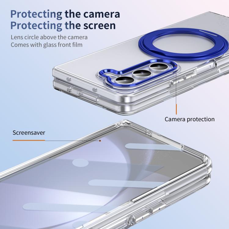 For Samsung Galaxy Z Fold5 5G Integrated Ice-feel High-transparency 360-Degree Rotating Stand MagSafe Folding Phone Case