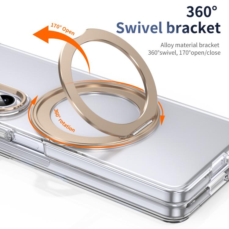 For Samsung Galaxy Z Fold5 5G Integrated Ice-feel High-transparency 360-Degree Rotating Stand MagSafe Folding Phone Case