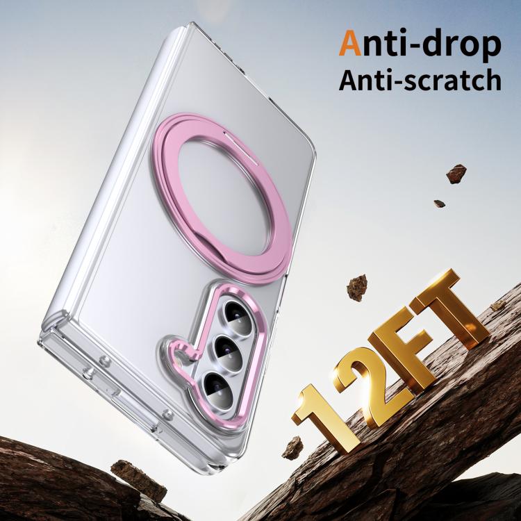 For Samsung Galaxy Z Fold5 5G Integrated Ice-feel High-transparency 360-Degree Rotating Stand MagSafe Folding Phone Case
