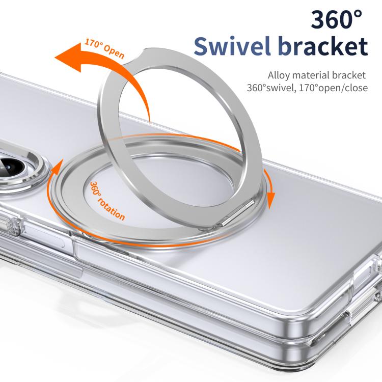 For Samsung Galaxy Z Fold5 5G Integrated Ice-feel High-transparency 360-Degree Rotating Stand MagSafe Folding Phone Case