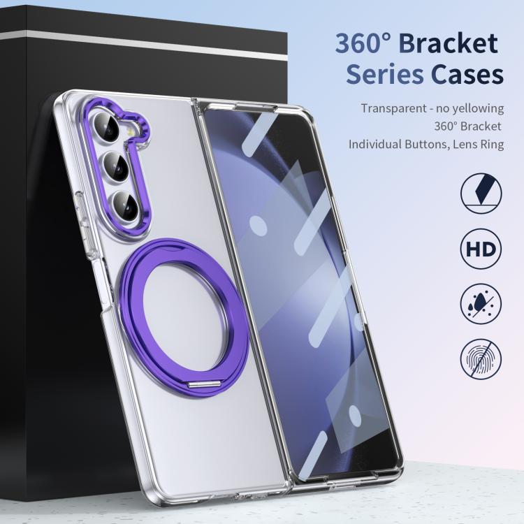 For Samsung Galaxy Z Fold5 5G Integrated Ice-feel High-transparency 360-Degree Rotating Stand MagSafe Folding Phone Case