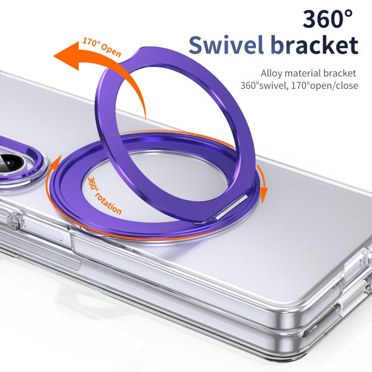 For Samsung Galaxy Z Fold5 5G Integrated Ice-feel High-transparency 360-Degree Rotating Stand MagSafe Folding Phone Case