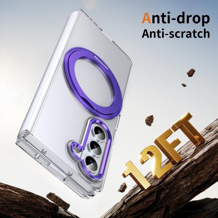 For Samsung Galaxy Z Fold5 5G Integrated Ice-feel High-transparency 360-Degree Rotating Stand MagSafe Folding Phone Case