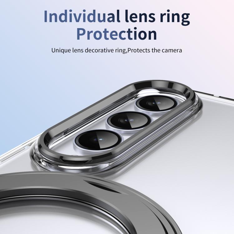 For Samsung Galaxy Z Fold4 5G Integrated Ice-feel High-transparency 360-Degree Rotating Stand MagSafe Folding Phone Case