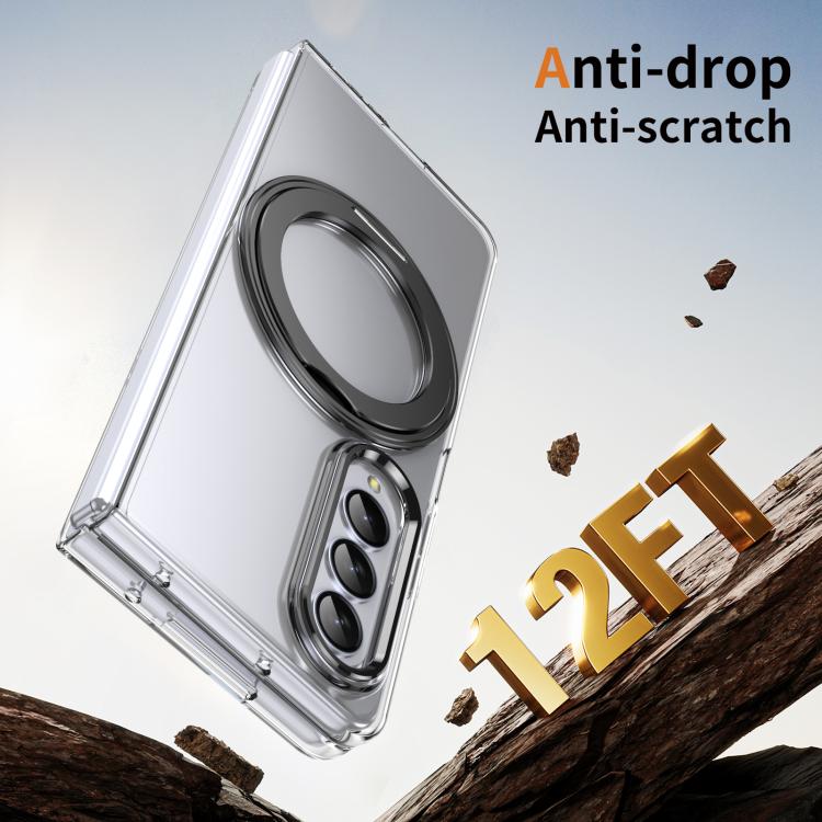 For Samsung Galaxy Z Fold4 5G Integrated Ice-feel High-transparency 360-Degree Rotating Stand MagSafe Folding Phone Case