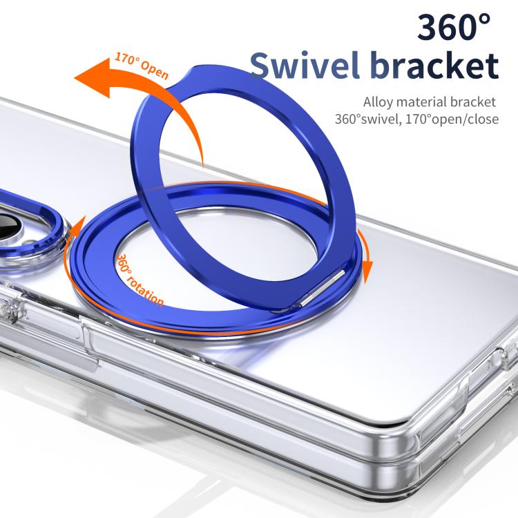 For Samsung Galaxy Z Fold4 5G Integrated Ice-feel High-transparency 360-Degree Rotating Stand MagSafe Folding Phone Case