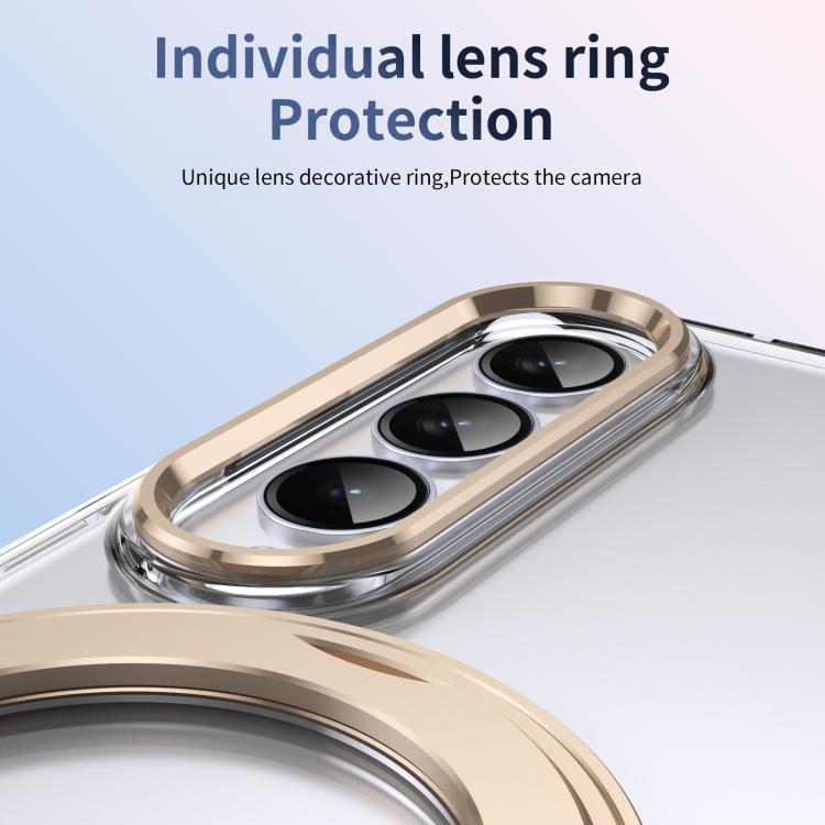 For Samsung Galaxy Z Fold4 5G Integrated Ice-feel High-transparency 360-Degree Rotating Stand MagSafe Folding Phone Case