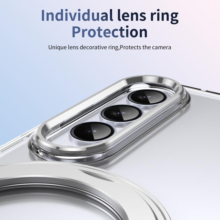 For Samsung Galaxy Z Fold4 5G Integrated Ice-feel High-transparency 360-Degree Rotating Stand MagSafe Folding Phone Case