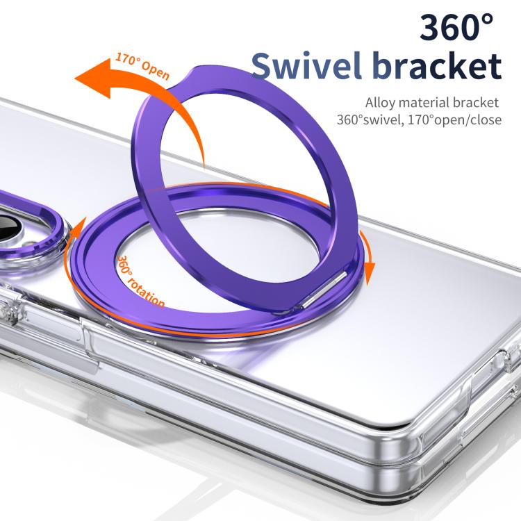For Samsung Galaxy Z Fold4 5G Integrated Ice-feel High-transparency 360-Degree Rotating Stand MagSafe Folding Phone Case