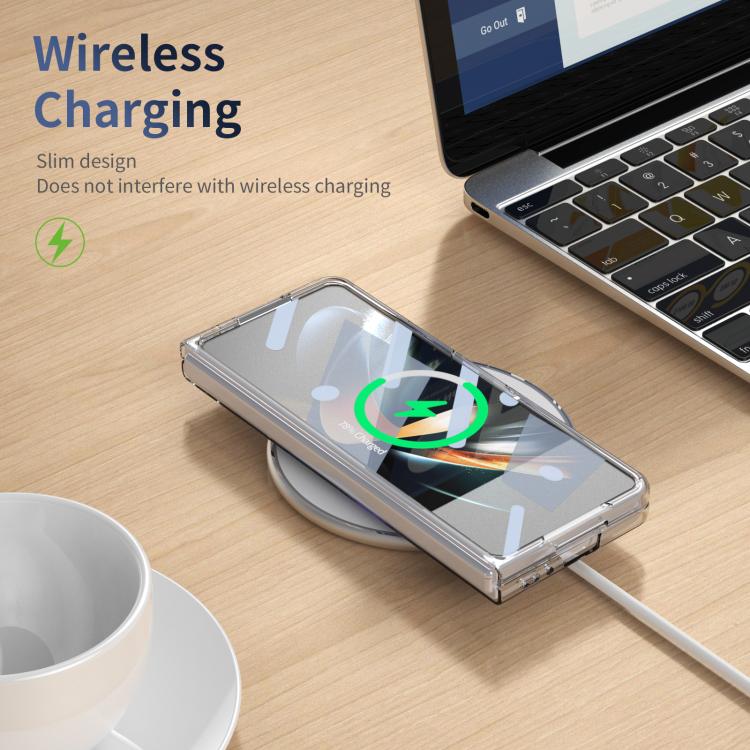 For Samsung Galaxy Z Fold4 5G Integrated Ice-feel High-transparency 360-Degree Rotating Stand MagSafe Folding Phone Case