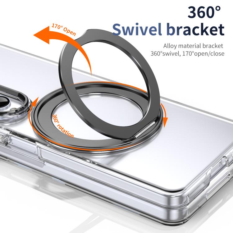 For Samsung Galaxy Z Fold3 5G Integrated Ice-feel High-transparency 360-Degree Rotating Stand MagSafe Folding Phone Case