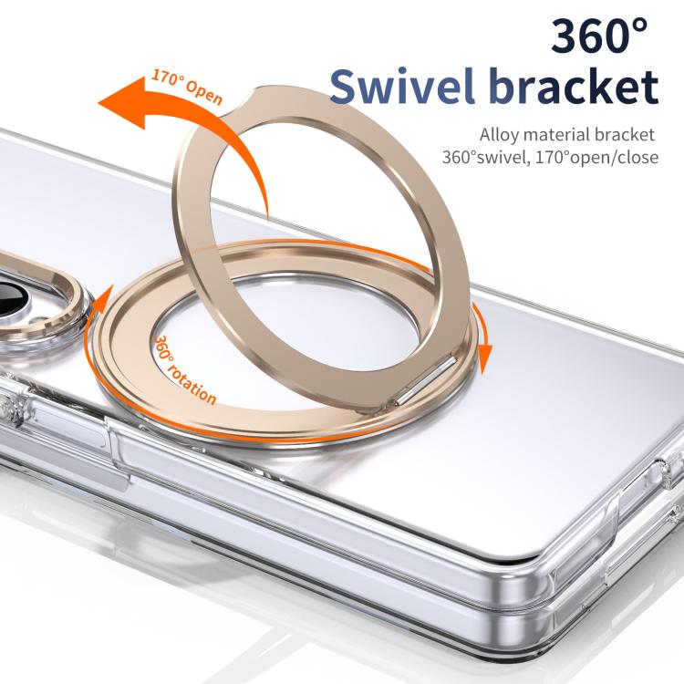 For Samsung Galaxy Z Fold3 5G Integrated Ice-feel High-transparency 360-Degree Rotating Stand MagSafe Folding Phone Case