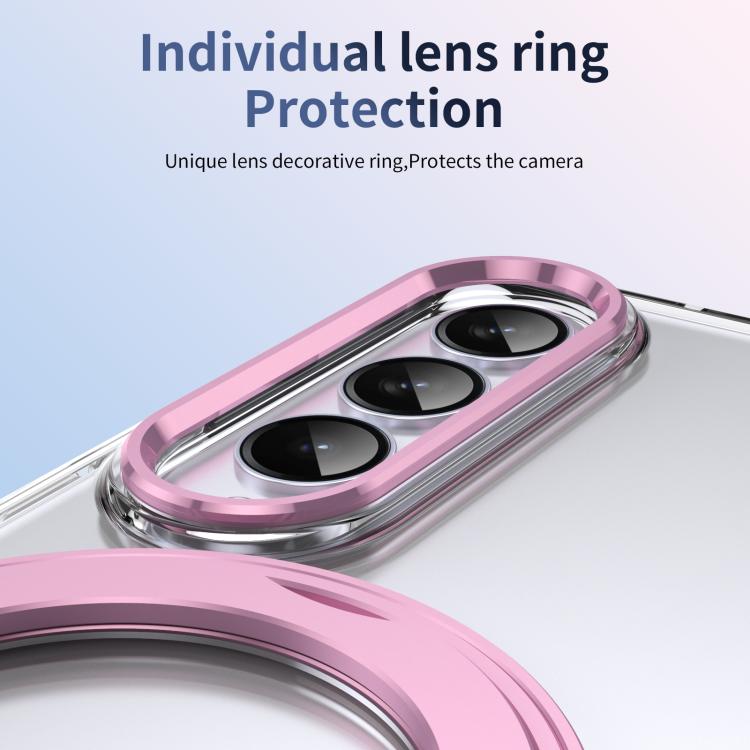 For Samsung Galaxy Z Fold3 5G Integrated Ice-feel High-transparency 360-Degree Rotating Stand MagSafe Folding Phone Case