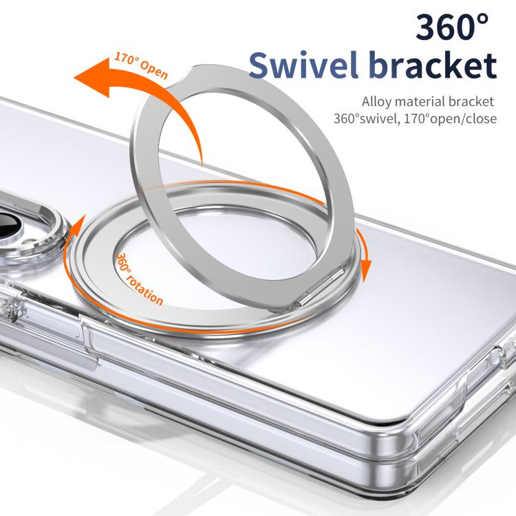 For Samsung Galaxy Z Fold3 5G Integrated Ice-feel High-transparency 360-Degree Rotating Stand MagSafe Folding Phone Case