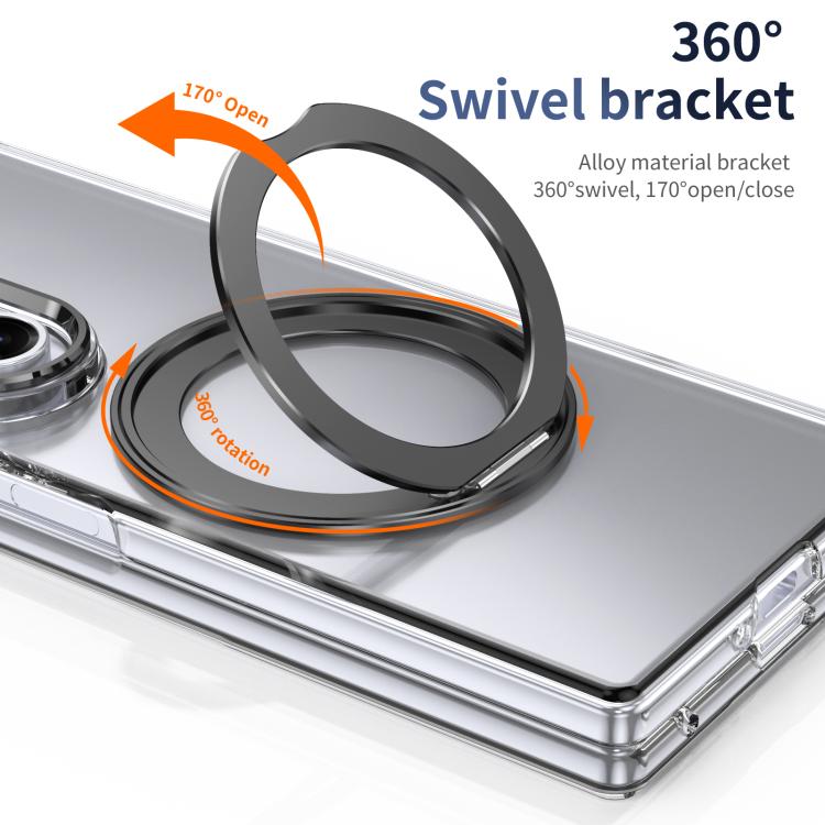 For Samsung Galaxy Z Fold7 5G Integrated Ice-feel High-transparency 360-Degree Rotating Stand MagSafe Folding Phone Case