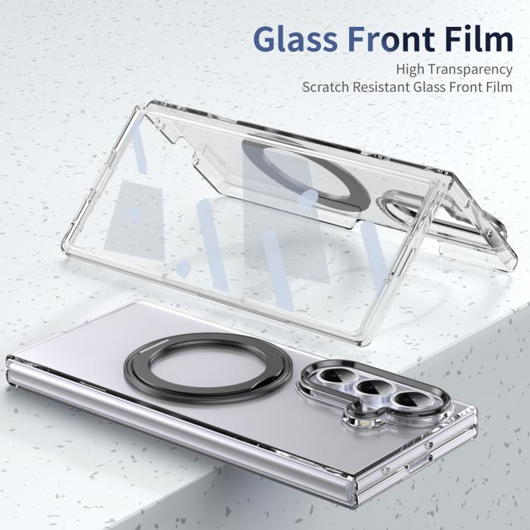 For Samsung Galaxy Z Fold7 5G Integrated Ice-feel High-transparency 360-Degree Rotating Stand MagSafe Folding Phone Case