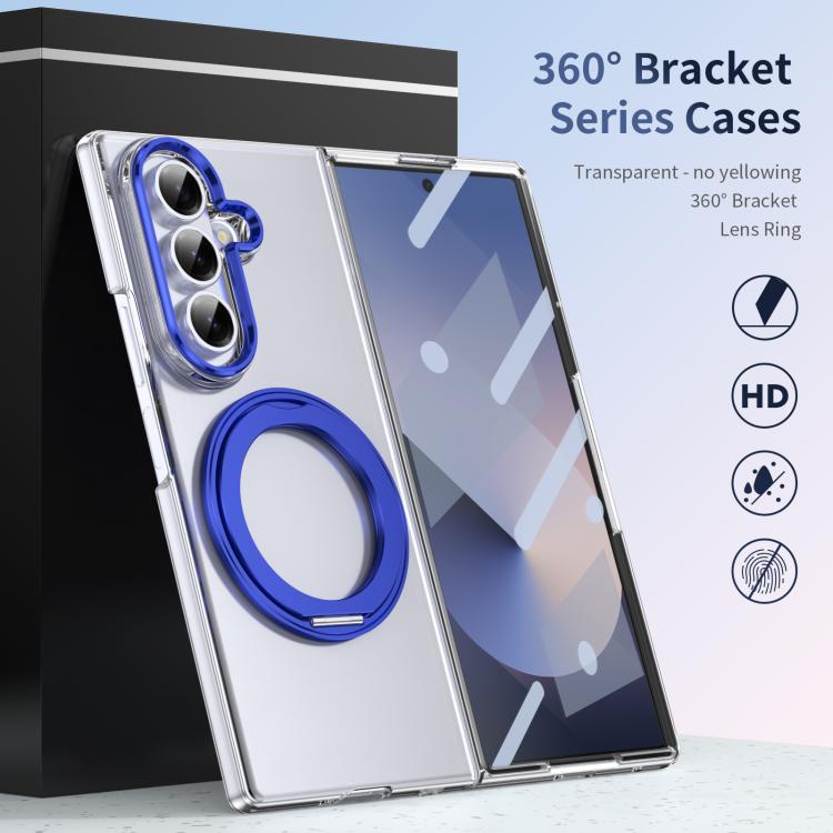 For Samsung Galaxy Z Fold7 5G Integrated Ice-feel High-transparency 360-Degree Rotating Stand MagSafe Folding Phone Case