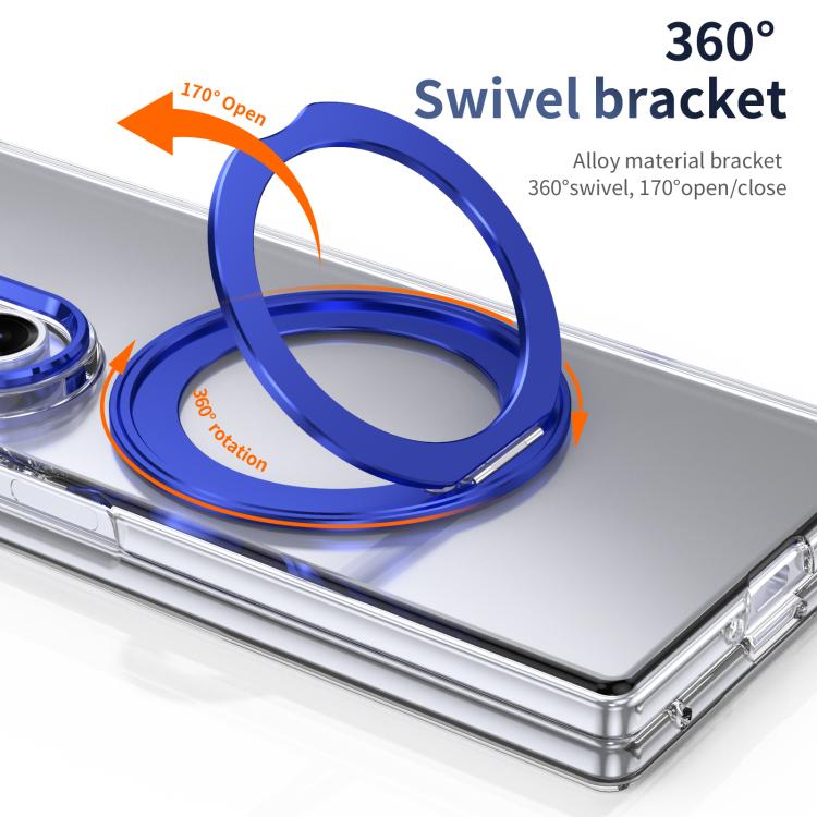 For Samsung Galaxy Z Fold7 5G Integrated Ice-feel High-transparency 360-Degree Rotating Stand MagSafe Folding Phone Case