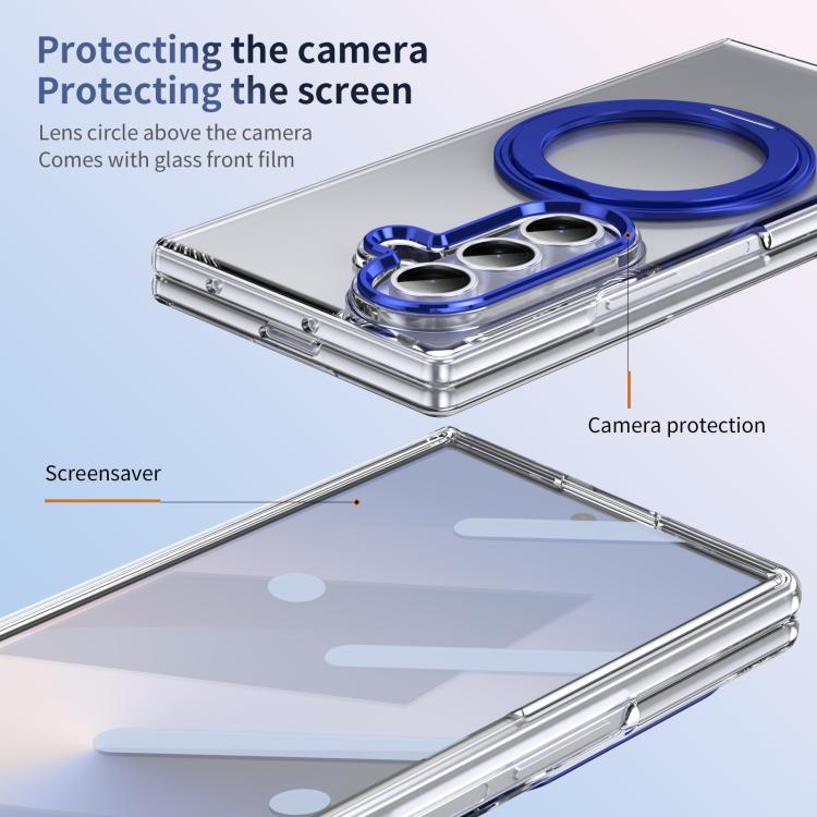 For Samsung Galaxy Z Fold7 5G Integrated Ice-feel High-transparency 360-Degree Rotating Stand MagSafe Folding Phone Case