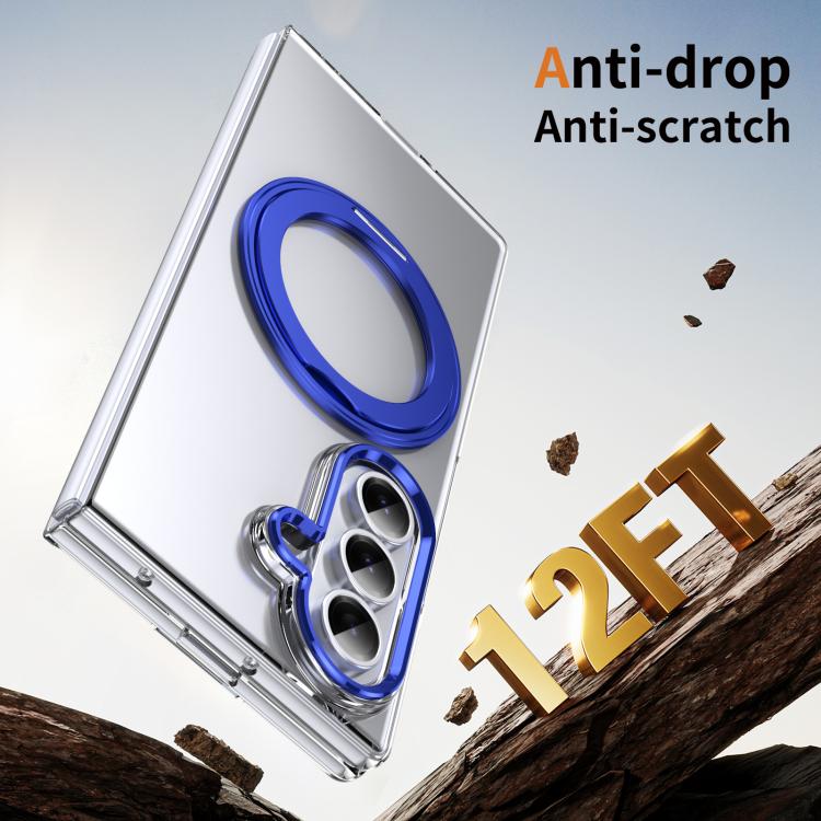 For Samsung Galaxy Z Fold7 5G Integrated Ice-feel High-transparency 360-Degree Rotating Stand MagSafe Folding Phone Case