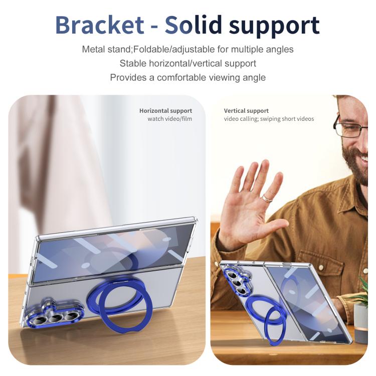 For Samsung Galaxy Z Fold7 5G Integrated Ice-feel High-transparency 360-Degree Rotating Stand MagSafe Folding Phone Case