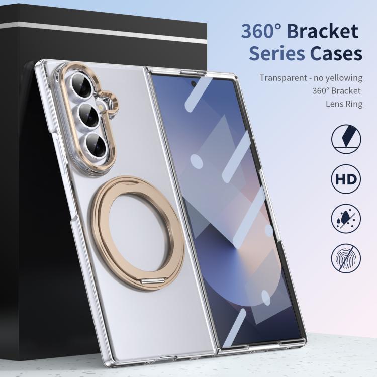 For Samsung Galaxy Z Fold7 5G Integrated Ice-feel High-transparency 360-Degree Rotating Stand MagSafe Folding Phone Case