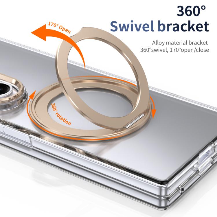 For Samsung Galaxy Z Fold7 5G Integrated Ice-feel High-transparency 360-Degree Rotating Stand MagSafe Folding Phone Case