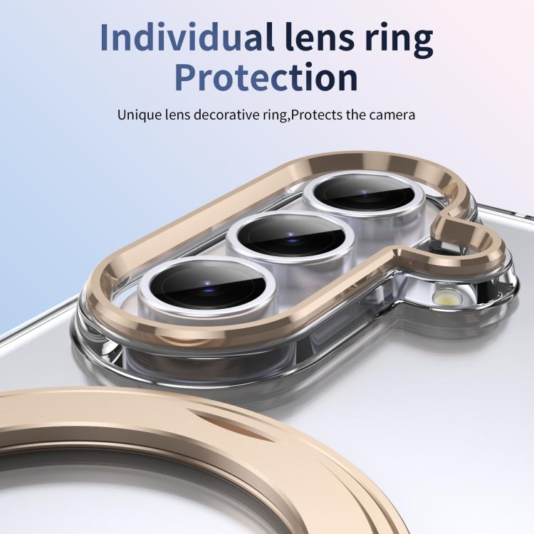 For Samsung Galaxy Z Fold7 5G Integrated Ice-feel High-transparency 360-Degree Rotating Stand MagSafe Folding Phone Case