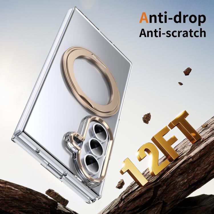For Samsung Galaxy Z Fold7 5G Integrated Ice-feel High-transparency 360-Degree Rotating Stand MagSafe Folding Phone Case
