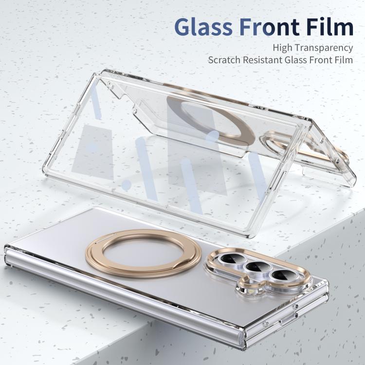 For Samsung Galaxy Z Fold7 5G Integrated Ice-feel High-transparency 360-Degree Rotating Stand MagSafe Folding Phone Case