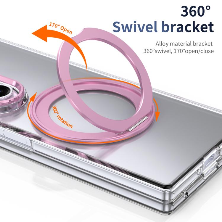 For Samsung Galaxy Z Fold7 5G Integrated Ice-feel High-transparency 360-Degree Rotating Stand MagSafe Folding Phone Case