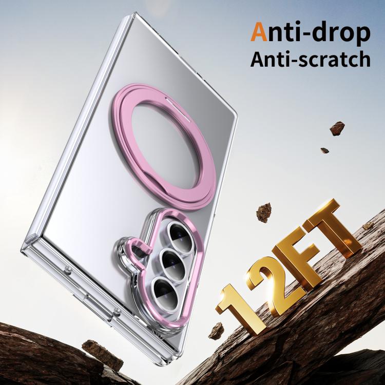 For Samsung Galaxy Z Fold7 5G Integrated Ice-feel High-transparency 360-Degree Rotating Stand MagSafe Folding Phone Case