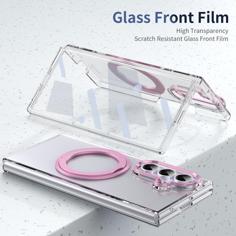 For Samsung Galaxy Z Fold7 5G Integrated Ice-feel High-transparency 360-Degree Rotating Stand MagSafe Folding Phone Case